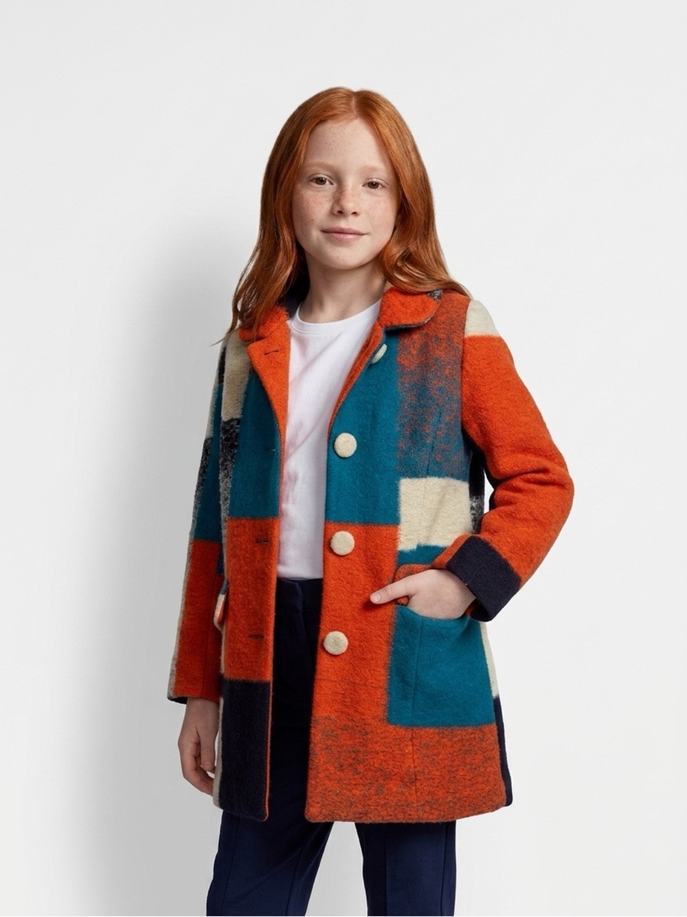 Appaman LSTP Girls Wool Pea Coat of Many Colors Size 8 (0745)
